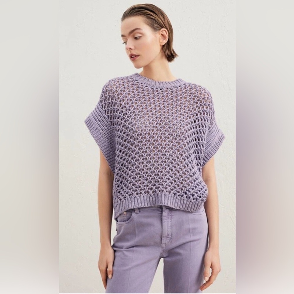 Brunello Cucinelli Open Knit Sweater Lavender XL